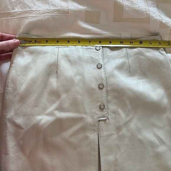 Blue Deep White Genuine Leather Pencil Skirt with Front Slit, NWT - Picture 11 of 16